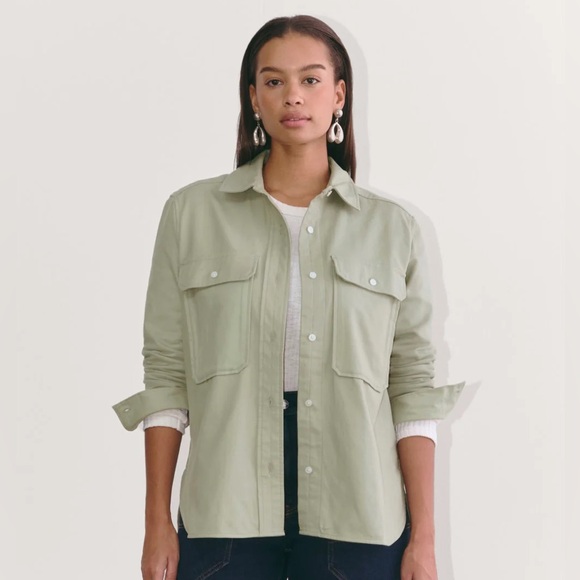 EVERLANE NWT The Boyfriend Shirt in Flannel, Seagrass, Size Medium - Picture 1 of 15